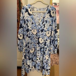Blue and white floral sundress